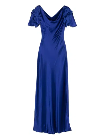 Alberta Ferretti Flowing Silhouette Dress With Refined Design In Blue