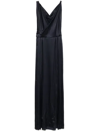 Alberta Ferretti Satin Maxi Dress In Black
