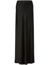 Alberta Ferretti Maxi Black Skirt With Diagonal Stitching In Silk Blend In 黑色