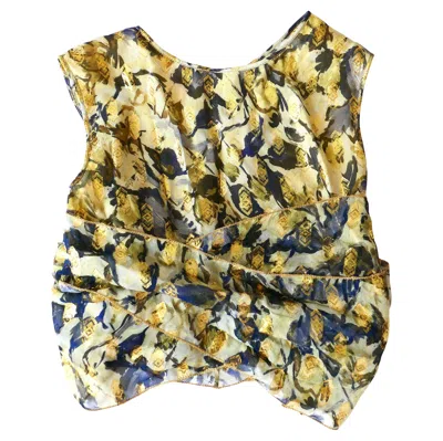 Pre-owned Alberta Ferretti Foil Print Wrapped Crop Top Resort 2016 In Sand