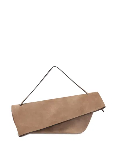 Alberta Ferretti Folded Suede Shoulder Bag In Green