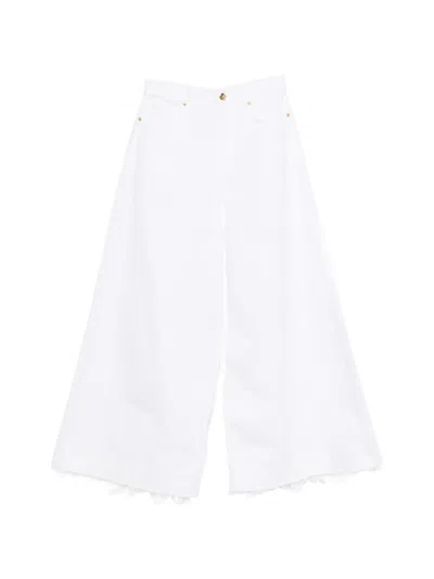 Alberta Ferretti Frayed Jeans In White