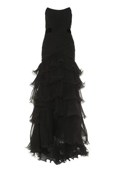 Alberta Ferretti Frill Dress In Black