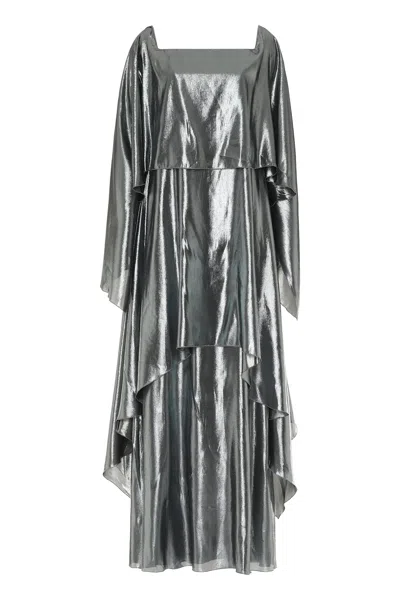Alberta Ferretti Frill Dress In Silver