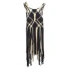 Alberta Ferretti Fringe Woven Long Top In Multicolor Silk In Multi