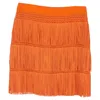 Alberta Ferretti Fringed Mini Skirt In Orange Acetate In Orange