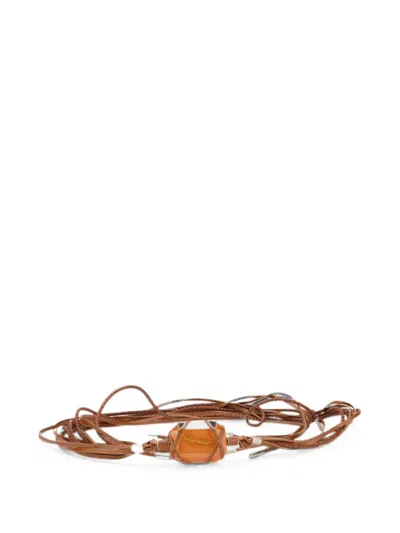 Alberta Ferretti Fringed Stone-embellished Belt In Brown