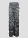 Alberta Ferretti Wide-leg Fringed Trousers In Grey