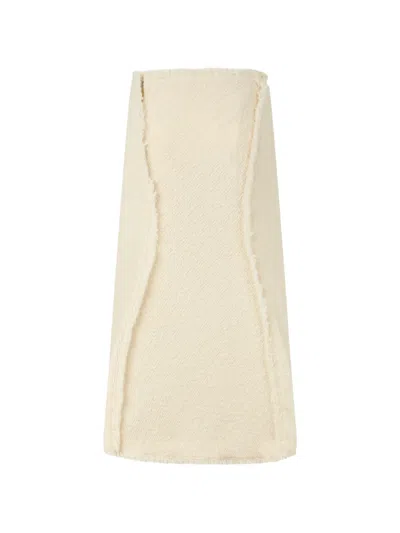 Alberta Ferretti Fringe-trim Midi Skirt In Neutral