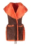 Alberta Ferretti Fur Vest In Brown