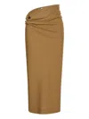 Alberta Ferretti Midi Skirt With Piercing In Brown