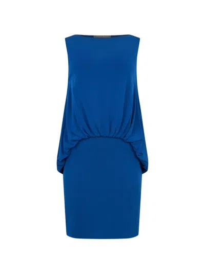 Alberta Ferretti Gathered Mini Dress In Blue
