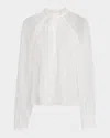Alberta Ferretti Gathered Silk Rosette Blouse In Multi