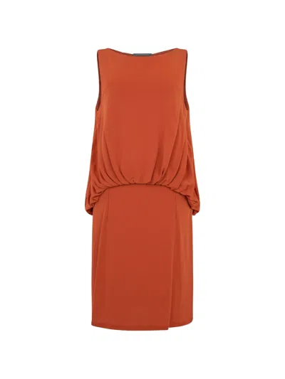 Alberta Ferretti Gathered Sleeveless Mini Dress In Orange