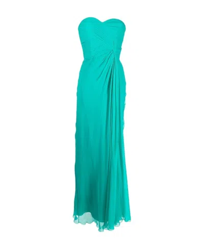 Alberta Ferretti Gathered Strapless Gown