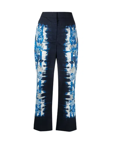Alberta Ferretti Geometric-print Wide-leg Trousers In Black