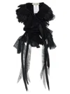 Alberta Ferretti Georgette Collar With Flounces And Lace Fringes In Black