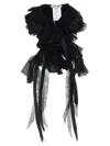 Alberta Ferretti Georgette Collar With Flounces And Lace Fringes In Black