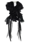 Alberta Ferretti Georgette Collar With Flounces And Lace Fringes In Black