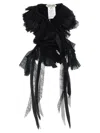 Alberta Ferretti Georgette Collar With Flounces And Lace Fringes In Black