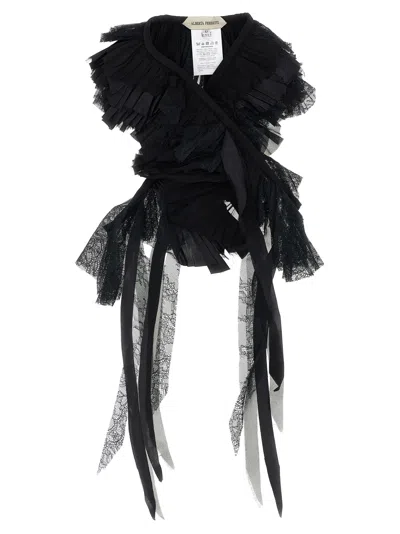 ALBERTA FERRETTI GEORGETTE COLLAR CAPES BLACK