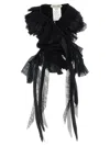Alberta Ferretti Georgette Collar With Flounces And Lace Fringes In Black