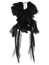 Alberta Ferretti Georgette Collar With Flounces And Lace Fringes In Black