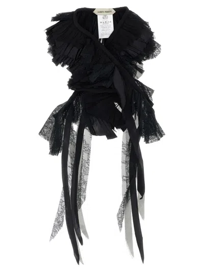 ALBERTA FERRETTI GEORGETTE COLLAR WITH FLOUNCES AND LACE FRINGES