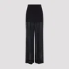 Alberta Ferretti Wide Leg Silk Trousers With Sheer Panels In Black