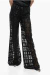 Alberta Ferretti Georgette Pants With Embroidered Check Motif