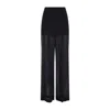 Alberta Ferretti Wide Leg Silk Trousers With Sheer Panels In Black