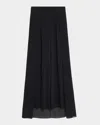 Alberta Ferretti Georgette Wide-leg Train Pants In Black