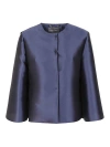 Alberta Ferretti Tailored Jacket With Satin-like Finish And In Blue