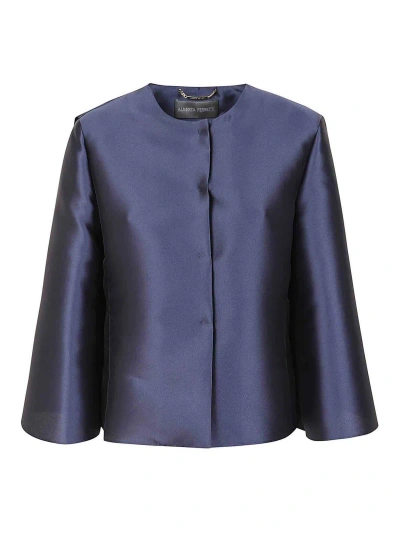 Alberta Ferretti Tailored Jacket With Satin-like Finish And In Blue