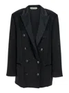 Alberta Ferretti Black Double-breasted Jacket With Peak Revers In Viscose Woman In Black