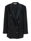 Alberta Ferretti Black Double-breasted Jacket With Peak Revers In Viscose Woman In Black