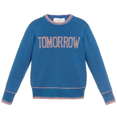 Alberta Ferretti Kids' Girls Glittery Blue Viscose Sweater