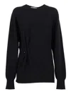 Alberta Ferretti Cashmere Knit Sweater With Twist Detail And Decorative Buttons In Black