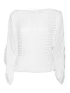 Alberta Ferretti White Round Neck Sweater With Textured Pattern In White