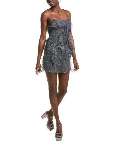 Alberta Ferretti Glitter Mesh Mini Dress In Grey