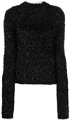 Alberta Ferretti Glittered Puff-sleeved Jumper In Schwarz
