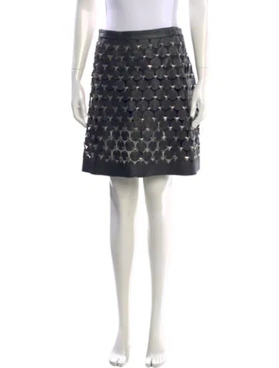 Pre-owned Alberta Ferretti Goat Leather Mini Skirt In Black