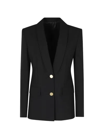 Alberta Ferretti Gold-tone Buttoned Blazer In Black