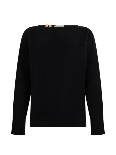 Alberta Ferretti Gold-tone Buttoned Sweater In Black