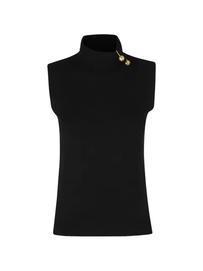 Alberta Ferretti Gold-tone Hardware High-neck Top In Black