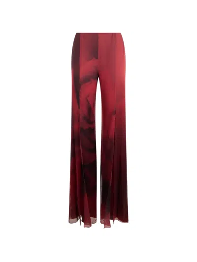 Alberta Ferretti Gradient-effect Silk Palazzo Pants In Red
