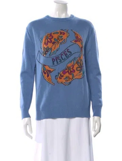 Pre-owned Alberta Ferretti Graphic Print Crew Neck Sweater In Blue