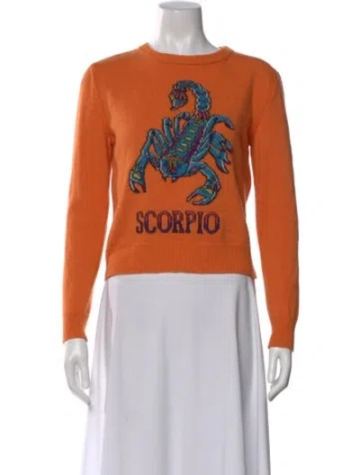Pre-owned Alberta Ferretti Graphic Print Crew Neck Sweater In Orange