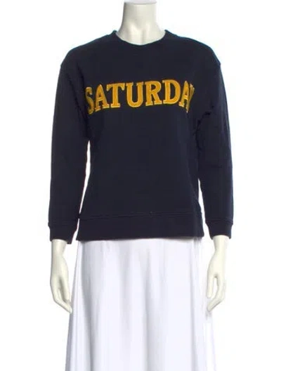 Pre-owned Alberta Ferretti Graphic Print Crew Neck Sweatshirt In Blue