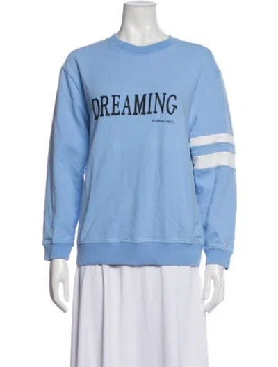 Pre-owned Alberta Ferretti Graphic Print Crew Neck Sweatshirt In Blue